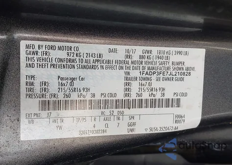 2018 Ford Focus Se from USA, damaged, VIN 1FADP3FE7JL210828